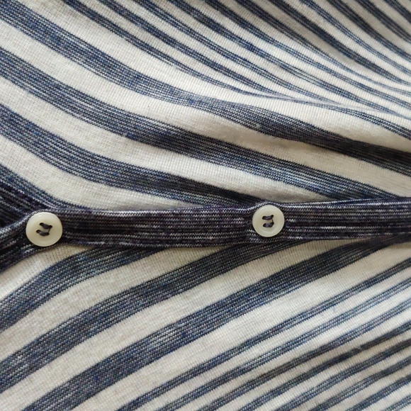 --**$$3/12$$**-- Striped Navy & White Button Tee w/ Tie - Picture 3 of 7